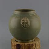 热卖越窑青瓷单色釉雕刻纹罐 仿宋代出土古瓷器 古玩古董老货旧货