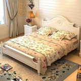 韩式床田园床实木床 简约欧式床双人床 储物床1.8 高箱大床公主床