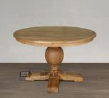 新古典法式美式实木餐桌复古做旧风化白家具餐桌椅可定制实木圆桌