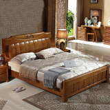 1.5米实木床 婚床双人床1.8米 田园风单人床橡胶木床中式木床家具
