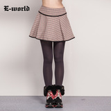 E－World/衣－我的女装新品短裙冬 百搭毛呢格子A字裙V2121