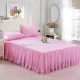 韩式公主蕾丝花边床裙单件粉色床单床罩全棉床笠1.5/1.8米床