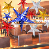 圣诞节装饰品 立体镭射纸五角星 酒吧商场顶吊装饰挂件 星星灯罩