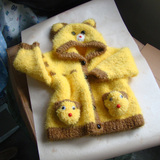 2014秋冬款纯手工编织儿童毛衣动物造型珊瑚绒线宝宝开衫外套