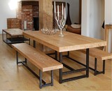 新款美式铁艺咖啡桌椅组合可升降茶几做旧大餐桌复古全实木小茶几