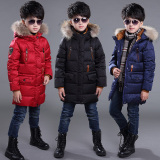 香港代购15儿童羽绒服中长款男童女童冬装中大童加厚大毛领外套