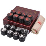 儿童象棋玩具大号亚克力中国象棋套装 木质象棋盒+仿皮革棋盘游戏