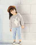 清仓特价韩国童装儿童卫衣女童春秋长袖灰色兔子加绒套头纯棉外套