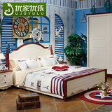 地中海风格家具卧室高低箱体木质双人大床1.8米液压气动储物婚床