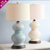 现代简约白蓝色陶瓷葫芦台灯美式乡村地中海客厅卧室床头欧式台灯