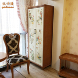 新古典双门木质衣柜宜家卧室家具美容院实木衣柜定制手绘大方生动