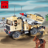 启蒙积木军事拼装组装玩具导弹车可发射军事玩具卡车模型 3变战车