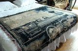 外贸原单出口沙发毯纯棉粗犷美式乡村休闲午睡挂毯地毯装饰毯火车