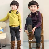 新款童装秋冬韩版男童高领针织衫女童加绒加厚打底衫儿童套头毛衣