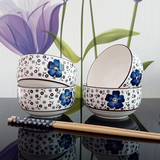批发 手绘精品陶瓷碗 送礼韩式骨瓷碗礼盒装 青花瓷礼品家用套碗