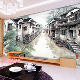 现代中式清雅忆江南诗词大型壁画客厅餐厅书房装饰壁纸背景墙纸