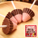 日本进口 Meiji/明治阿波罗草莓牛奶巧克力棒棒糖可爱雨伞形状26g