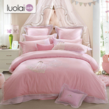 Luolai Kids/罗莱儿童家纺床上用品女童全棉六件套公主梦幻