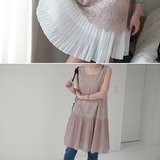 特：韩国代购 很仙气的纯棉百褶背心打底连衣裙粉色白色