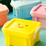 安窝创意微笑糖果色锁扣迷你首饰桌面收纳盒 零食置物盒 整理药盒