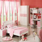 青少年儿童床女孩公主床 卧室儿童环保家具套房 粉色组合家具套装