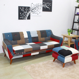 花格子现代小户型创意家具个性单人双人三人位拼色布艺沙发组合