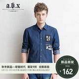 abx秋季韩版纯棉牛仔衬衫男长袖修身型衬衣 男士薄款青年潮流外套
