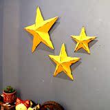 复古五角星壁挂做旧立体星星墙面挂饰家居铁皮画软装饰品墙饰美式