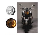摩托车配件8寸摩托车改装天使环前大灯哈雷远近光转向功能车头灯
