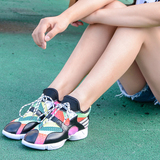 韩版运动鞋女2016春夏平底学生休闲跑步鞋气垫网纱透气单鞋迷彩色