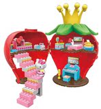 HelloKitty摩天轮发条音乐盒女孩益智乐高拼装积木玩具草莓大城堡