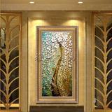发财树油画欧式风景抽象手绘定制挂画走廊玄关客厅装饰画竖版QNJ1