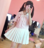特价爆款日系超萌软妹草莓牛奶刺绣粉色jk制服上衣+半裙套装包邮