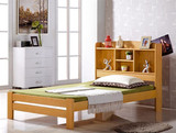 实木双人床1.5 儿童床1米 带书架单人床1.2 圆柱榉木床 桦木床