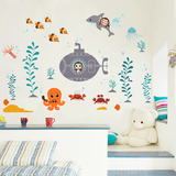 可爱海底小鱼儿童房间装饰卡通墙贴纸温馨宝宝卧室卫生间布置贴画