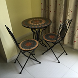 铁艺折叠圆餐桌 loft 美式乡村 阳台茶几 餐桌组合 餐桌椅 咖啡桌