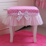 韩式公主粉点点蕾丝凳子罩 化妆凳罩 梳妆台床头柜罩 钢琴凳套