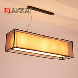 新中式餐厅灯 中式长方形布艺吊灯创意吧台灯具酒店会所工程定制