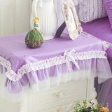 韩式田园系列公主风格全棉蕾丝花边紫色迷情 配套 床头柜罩