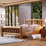 纯实木床全柏木原生态田园床1.8米双人床中式成人床1.5 原木家具