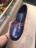 【CICI意大利代购】Prada新款金属标圆头全牛皮一脚蹬男鞋