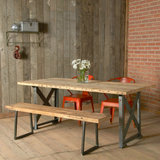 美式北欧铁艺复古酒吧实木西餐桌椅组合 仿古长方形餐厅桌椅凳子
