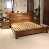 实木床 榉木床 核桃色双人床 婚床 1.8米1.5米 611广州品牌