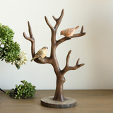 家居装饰品创意礼品 欧式美式乡村复古树杈小鸟摆件 树桩首饰架