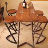 美式复古酒吧铁艺吧台桌椅 工业风吧台高脚桌椅  咖啡厅实木桌椅