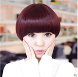 韩国时尚假发女 短发新款女直发齐刘海蘑菇头酒红色甜美可爱包邮