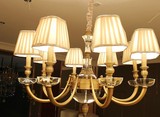 美式水晶吊灯法式欧式客厅吊灯镀铜复古简约大美式出口布艺吊灯