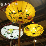 新中式布艺吊灯手绘画仿古灯笼创意古典艺术餐厅茶酒楼过道宫灯具
