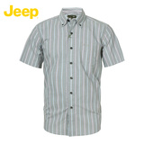 JEEP/吉普男装夏款商务休闲大码纯棉条纹短袖衬衫JS13WH108