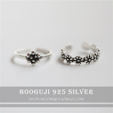 s925纯银泰银复古做旧雏菊小花系列戒指指环开口圈可调节韩国版女